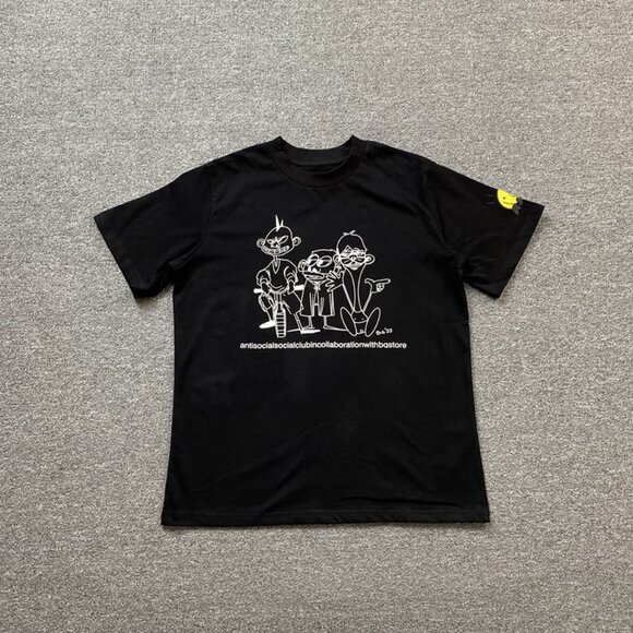 Anti Social Social Club X Bstore Co Branded Cartoon Print Black T Shirt